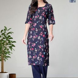 HERE&NOW Women Floral Printed Regular Kurta with Trousers-image-91