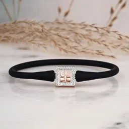 FEADA Trishula Unisex Silver Rose Gold-Plated Cubic Zirconia Silicon Belt Bracelet-image-31