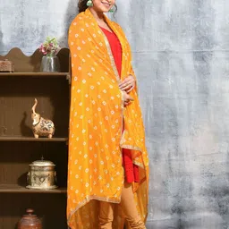 swatika Printed Bandhani Dupatta with Gotta Patti image 3