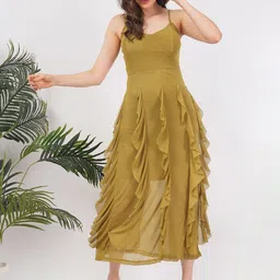 Deshi Girl Ruffled Net A-Line Midi Dress-picture-9