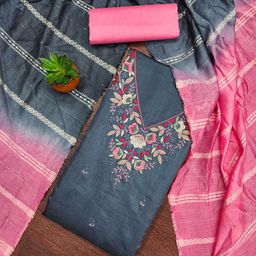 MANVAA Floral Embroidered Sequinned Silk Cotton Unstitched Dress Material-image-67