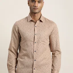 Turtle Men Standard Slim Fit Micro Ditsy Printed Spread Collar Formal Shirt-image-63