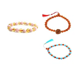 Divine souvenirs Unisex Set Of 3 Artificial Beaded Elasticated Bracelets-image-98