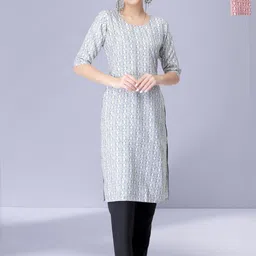 HERE&NOW Women Pack Of 2 Striped Printed Round Neck StraightKurta-image-65
