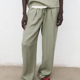 MANGO Women High Rise Wide Leg Trousers-picture-21