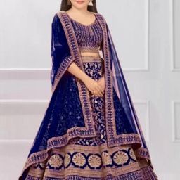 F Plus Fashion Girls Embellished Semi-Stitched Lehenga & Blouse With Dupatta Set-image-72
