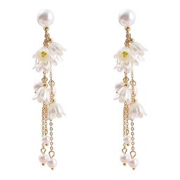 Celestique Pearls Beaded Floral Shaped Korean Drop Earrings-41
