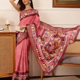 Silk Land Floral Printed Banarasi Saree-image-23