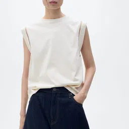 MANGO Lace Insert Detail Pure Cotton T-shirt-image-28