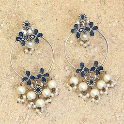 JAYPORE Stone Studded Contemporary Drop Earrings-11