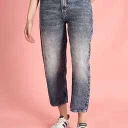 Bene Kleed Women Classic Relaxed Fit High-Rise Low Distress Heavy Fade Jeans-picture-33