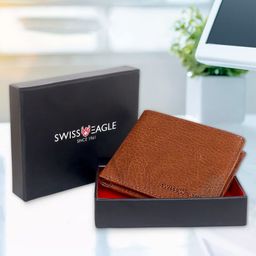 Swiss Eagle Men Textured RFID Leather Two Fold Wallet-image-25