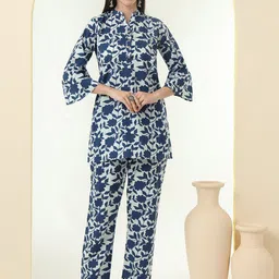 Tissu Floral Printed Pure Cotton Tunic With Trousers Co-Ords-image-35