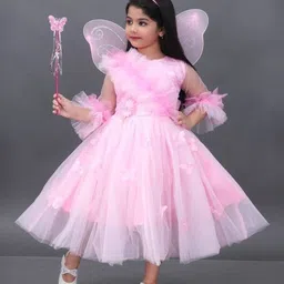 DRESS COLLECTION Girls Floral Embellished Bell Sleeves Fit & Flare Dress-34