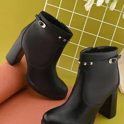 The Roadster Lifestyle Co Women Block-Heeled Ankle Boots-picture-55