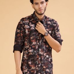 V-Mart Men Abstract Printed Spread Collar Casual Shirt-picture-40