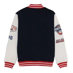 Status Quo Boys Alphanumeric Printed Mock Collar Cotton Front-Open Sweatshirt image 3