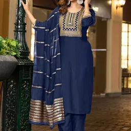 DRESOUL Women Ethnic Motifs Embroidered Kurta with Trousers & Dupatta-picture-20