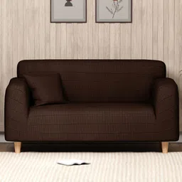 Myntra Elegant Homes Brown Textured Two Seater Sofa Cover With Cushion Cover-18