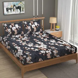 210 TC Fleece King Floral Fitted (Elastic) Bedsheet-image-34