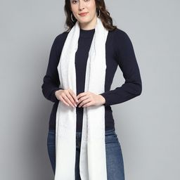 monte carlo Self Design Pure Wool Women White Stole-picture-41