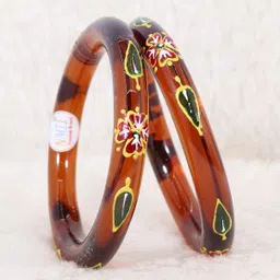 ZULKA Set Of 2 Printed Glass Bangles With Sindur image 5