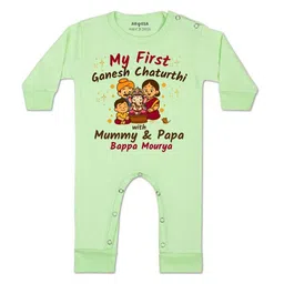 Arvesa Kids-Unisex Green Cotton Rompers-picture-8