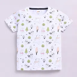 LITTLE NINJA Boys Conversational Printed Round Neck Cotton T-shirt-86