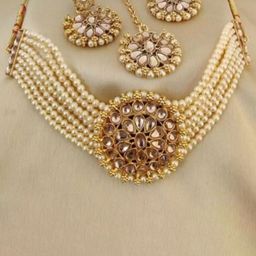 Anouk Gold-Plated Artificial Stones and Beads-Studded & Beaded Jewellery Set-image-42