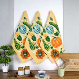 Ratan Cart 3-Pcs Yellow & Green Printed Cotton Kitchen Towels-3