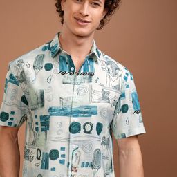 HIGHLANDER Men Spread Collar Graphic Printed Relaxed Fit Casual Shirt-picture-23