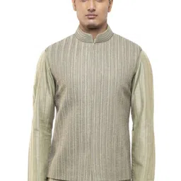 SDS By Kushal Shah Men Striped Regular Kurta Sets With Nehru jacket image 3
