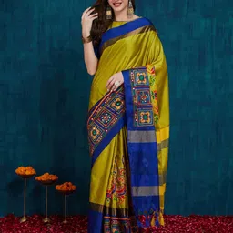 KAVINDI Ethnic Motifs Embroidered Banarasi Saree-image-10