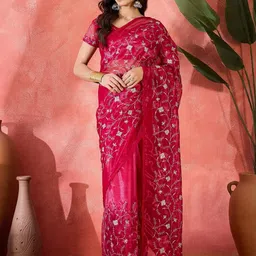 HERE&NOW Embellished Sequinned Net Banarasi Saree-picture-44