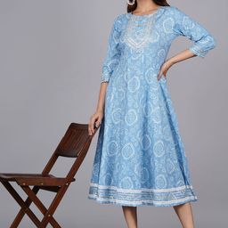 Moda Rapido Ethnic Motifs Printed Cotton Midi Anarkali Ethnic Dress-picture-48
