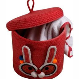 Dolce Casa Red & Beige Textured Rope Storage Basket With Lid-11