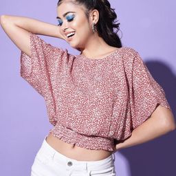 CORSICA Floral Print Puff Sleeve Crop Top-image-68