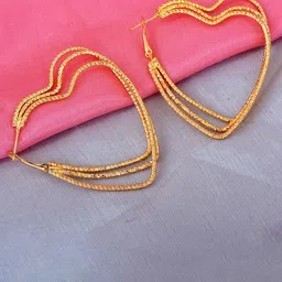 MEMOIR Gold-Plated Three Layers Heart Shaped Drop Earrings-image-91
