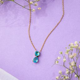 Niscka Gold-Plated Artificial Stones and Beads Teardrop Shaped Pendant With Chain-image-26