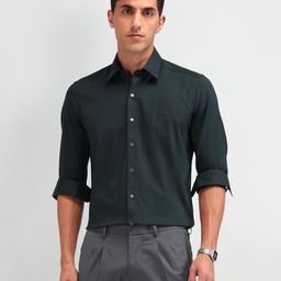 Arrow New York Men Manhattan Spread Collar Textured Cotton Slim Fit Casual Shirt-image-49