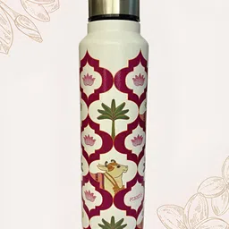 MAATIR DESIGNS White & Maroon Single Stainless Steel Printed Single Wall Vacuum Water Bottle-image-62
