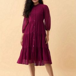 AASK Women Geometric Self Design Fit & Flare Midi Dress-picture-48