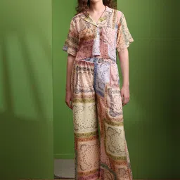 PURVAJA Floral Printed Shirt Collar Shirt With Trousers-picture-23