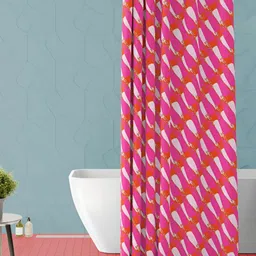 ArtzFolio Pink and Red Graphic Printed Waterproof Shower Curtain-40