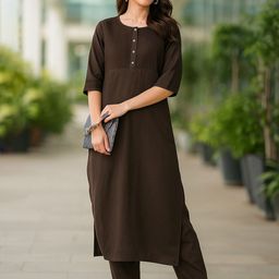 Bitterlime Women Striped Round Neck Pure Cotton Regular Straight Kurta & Trousers-image-73