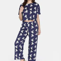 Zivame Women Pure Cotton Graphic Printed Night Suit-image-34