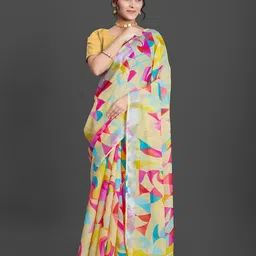 NIRMAL CREATION Abstract Printed Zari Party Wear Saree-0