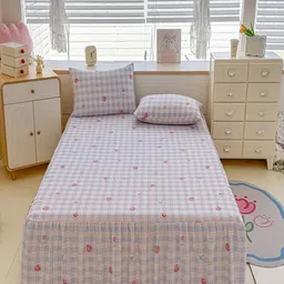 JC HOME Blue & Pink Printed 140 TC King Bedsheet Set-picture-13