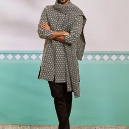 VASTRAMAY Embroidered Sherwani & Pyjama With Dupatta Set-picture-42