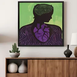 999Store Black & Green Silhouette Heart Art Canvas Painting Wall Art-image-96